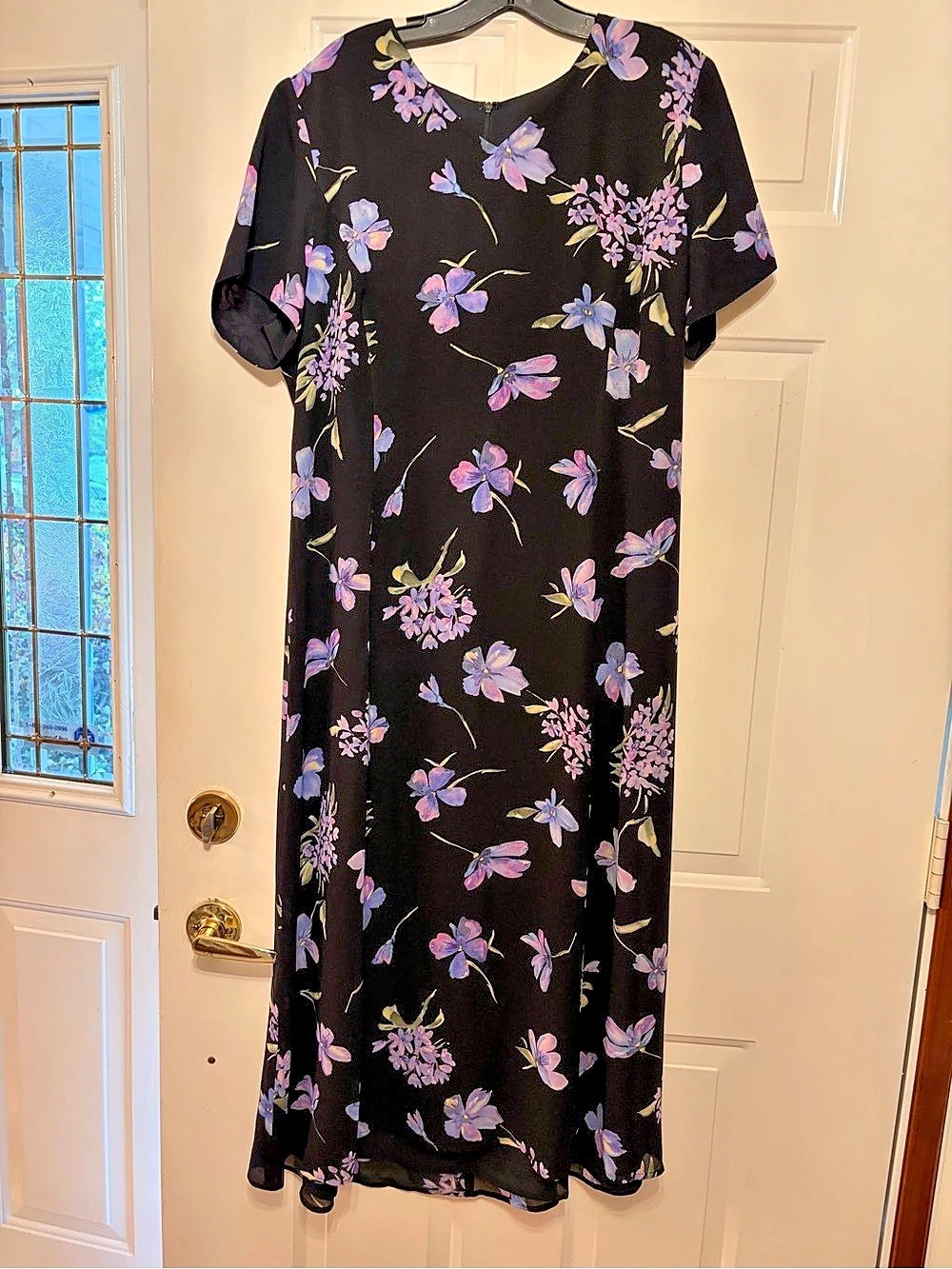 Talbots Floral Maxi Dress Black & Purple Size 18